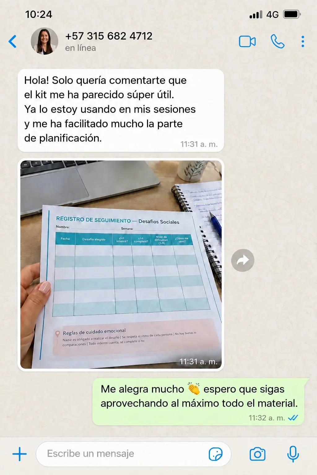 Testimonio real de una profesional que utiliza el kit, captura 4