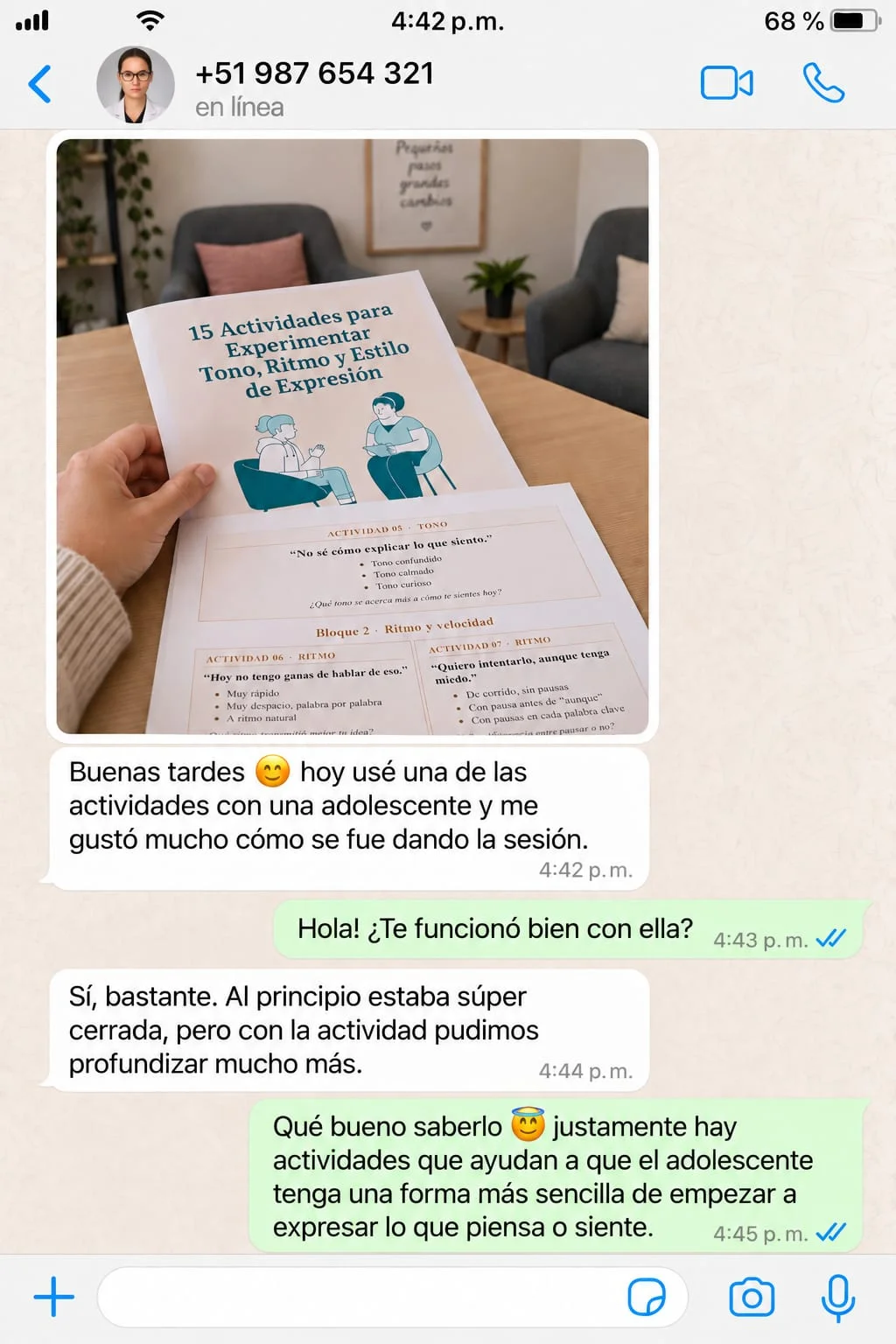 Testimonio real de una profesional que utiliza el kit, captura 1